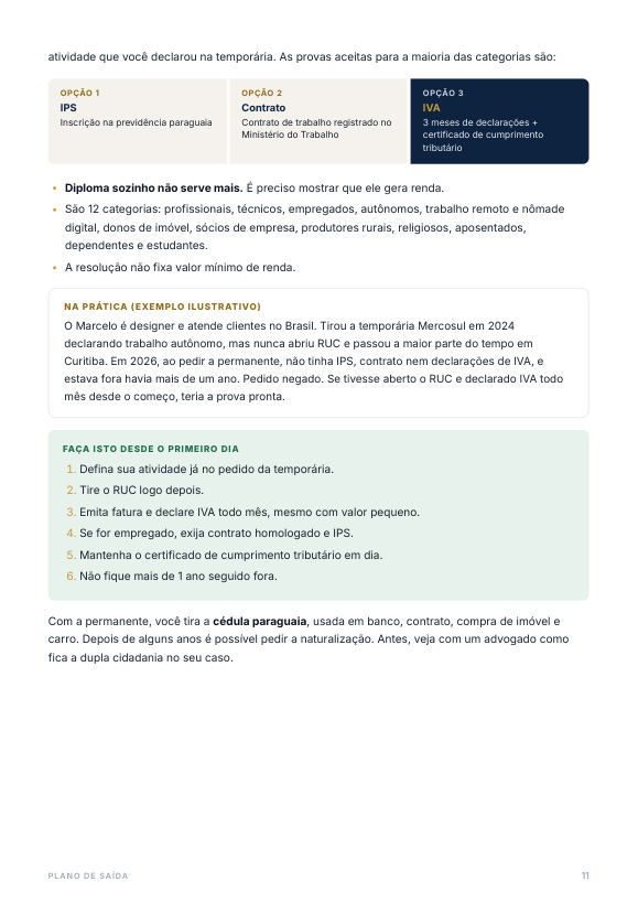 Página de exemplo do guia